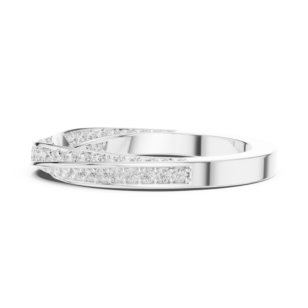 Twisted crossover full eternity diamond band ring