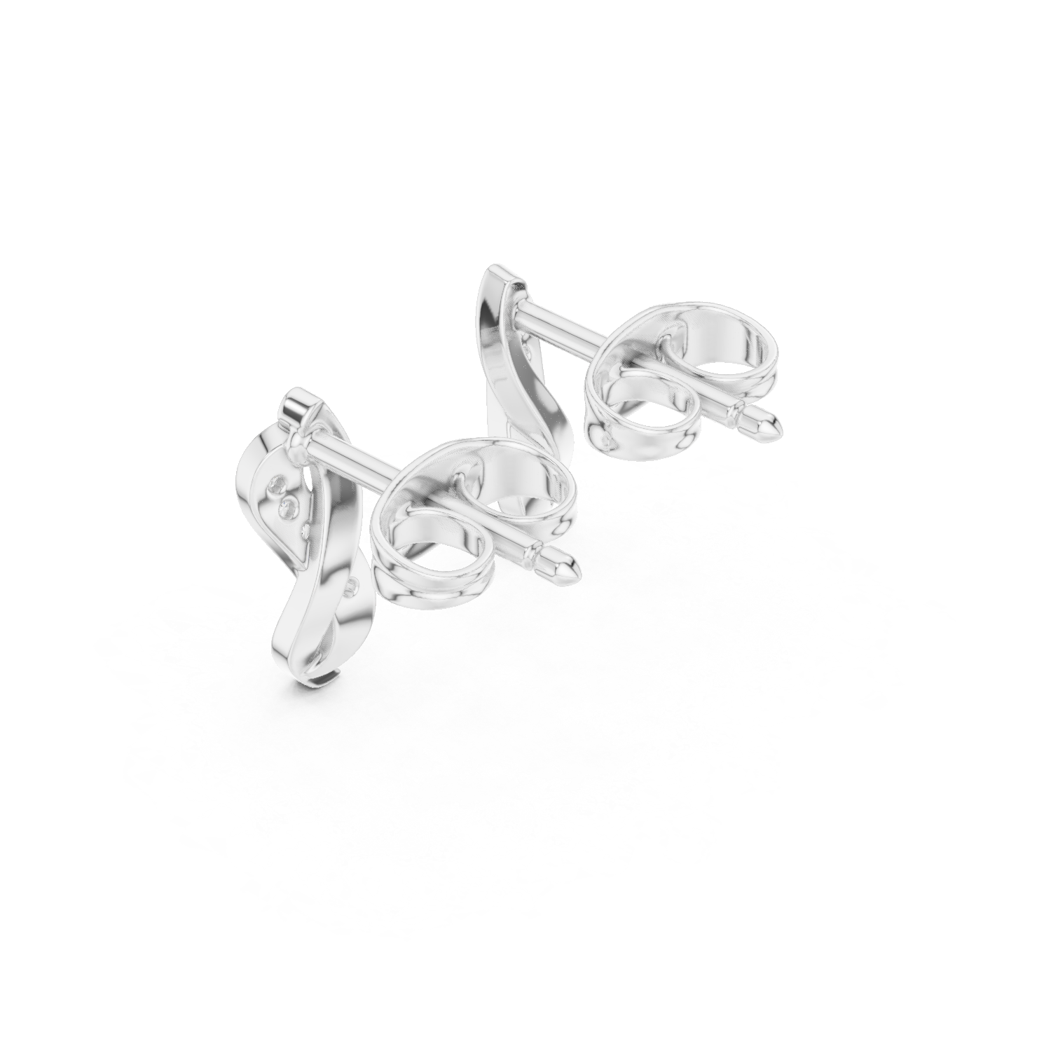 Twisted infinity pave diamond stud earrings with delicate design and push back setting