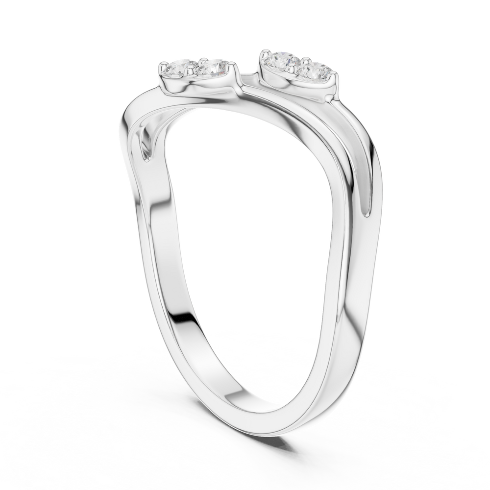 Two stone bypass ring with split shank and round stone detailing
