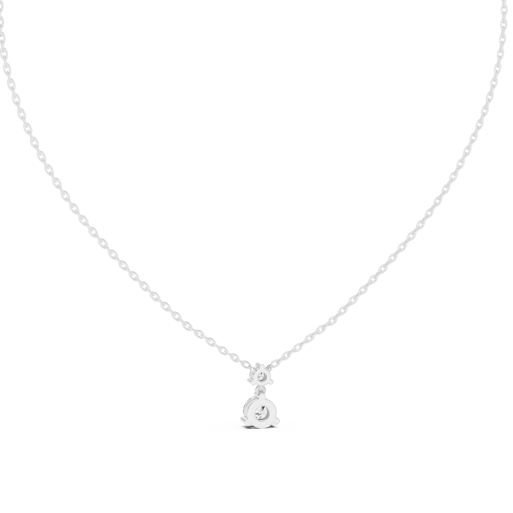 Two stone round brilliant solitaire diamond pendant necklace with prong setting