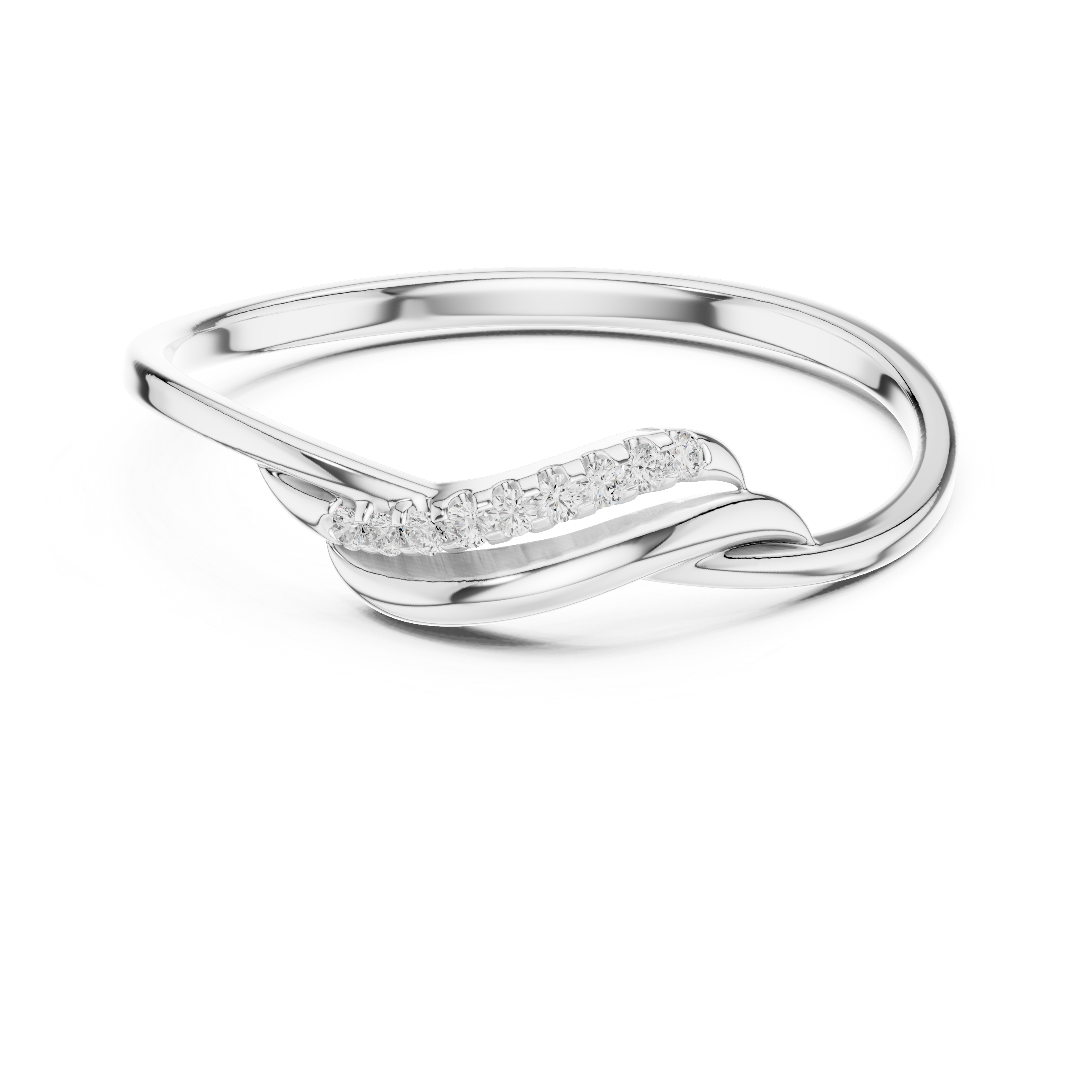 wave design diamond ring with twisted band