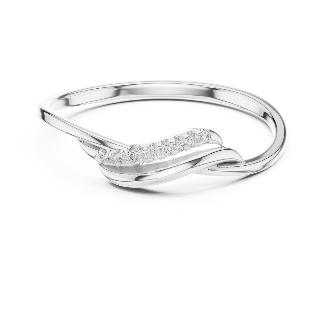 wave design diamond ring with twisted band