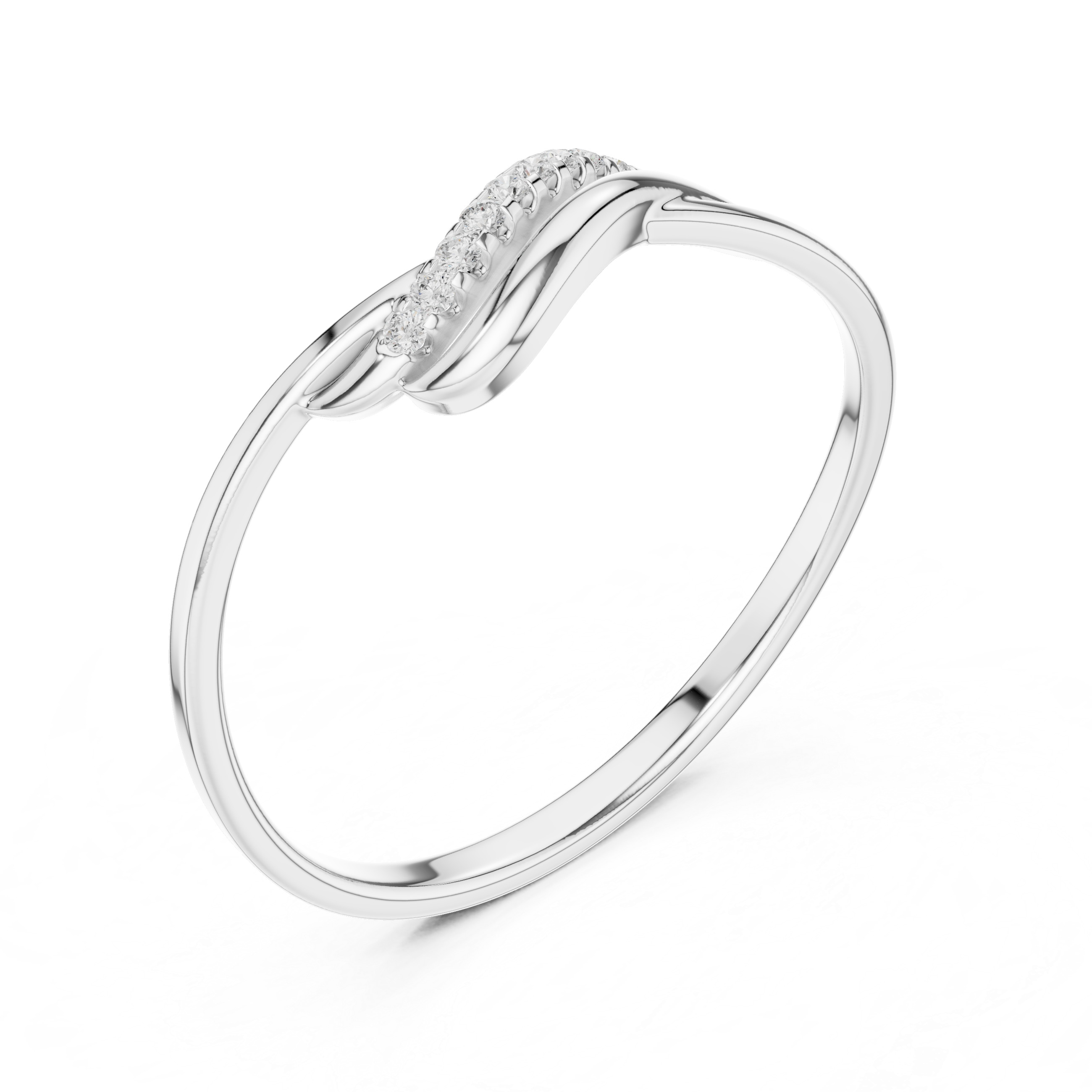 wave design diamond ring with twisted band
