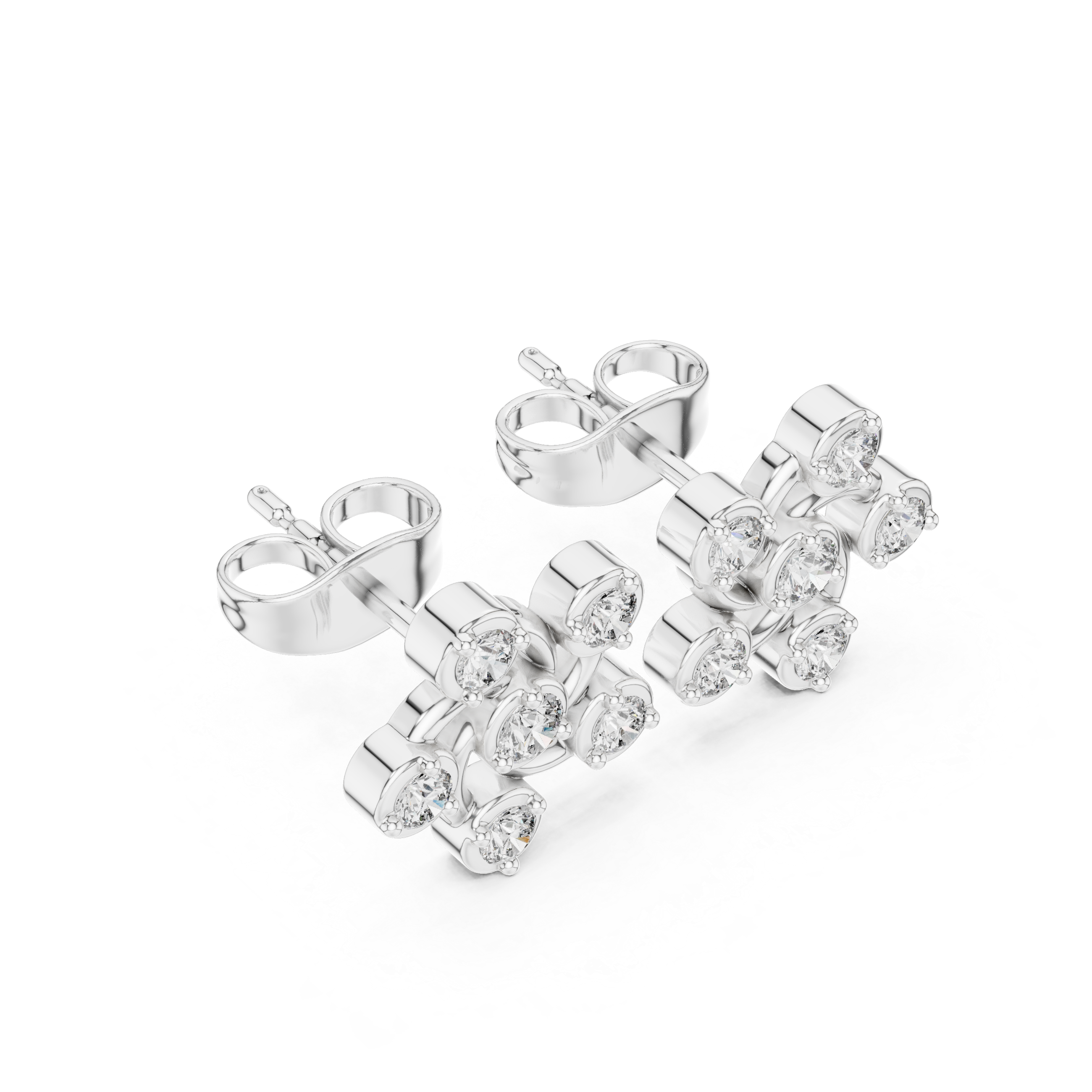 Zigzag cluster stud earrings with bezel set sparkling stones