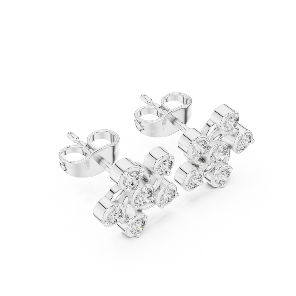 Zigzag cluster stud earrings with bezel set sparkling stones